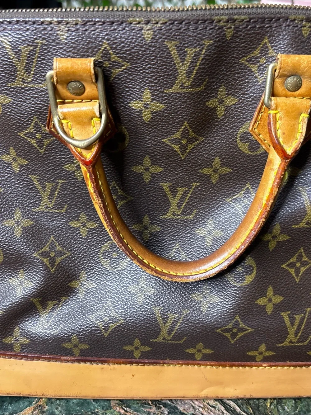Louis Vuitton Monogram Handbag - Dark Brown & Tan
